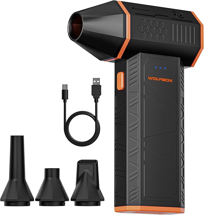 MegaFlow 50 Compressed Air Duster-110000RPM Super Power Electric Air Duster, 3-Gear Adjustable Mini Blower with Fast Charging, Dust Blower for Computer, Keyboard, House, Outdoor and Car