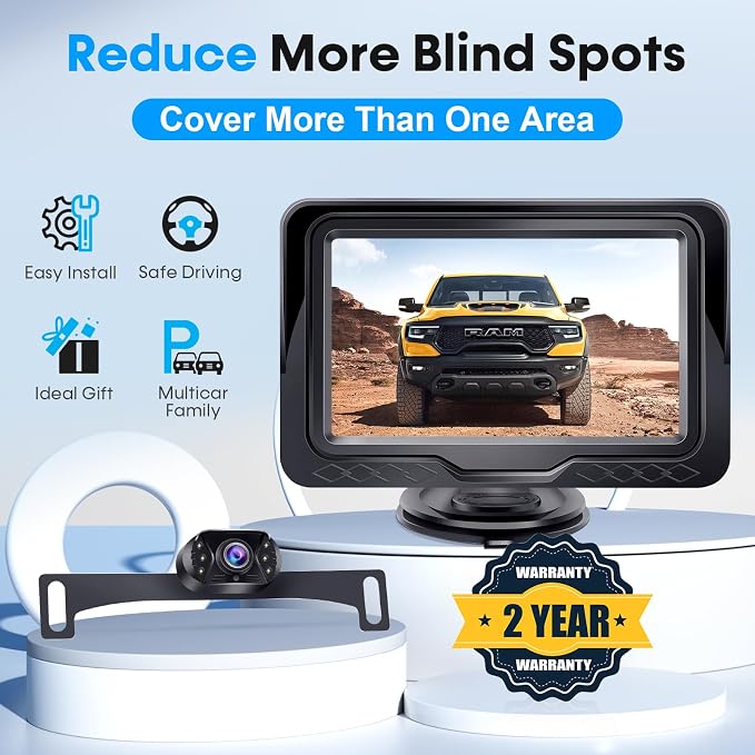 Backup Camera Ease Install for Car - USB Plug and Play, HD 1080P Rear View Camera Kit, Waterproof, Night Vision for Cars, Truck, SUV, Van, Camper
