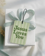 Green Boho Christian Car Air Freshener 4 Pcs Coconut Scented, Jesus Loves You Car Accessories Mirror Decor, Inspirational Religious Hanging Air Freshener for Cars Closet Drawer Book Kids Room