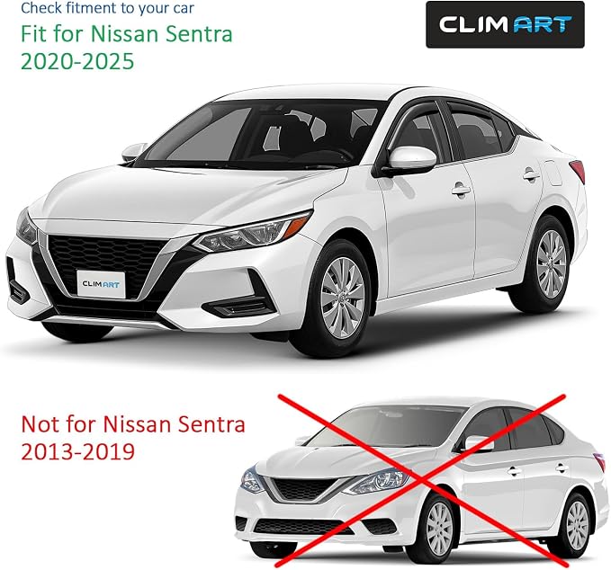 in-Channel Incredibly Durable Rain Guards for Nissan Sentra 2020-2025, Original Window Deflectors, Vent Window Visors, Vent Deflector, 4 pcs. - 620018