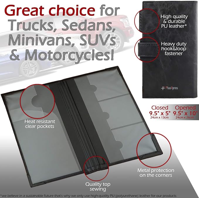 Registration and Insurance Card Holder - Car Organizer - Black | Vehicle Glove Box Document Organizer, Auto Essential Paperwork Holder for Contact Information Cards, Interior Car Accessories