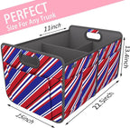 Car Trunk Organizer for SUV, 18.5Gal Large Capacity No-Sag Heavy Duty, Foldable Waterproof Anti-Slip Storage with 12 Pockets, Fit Sedan, Truck, Universal Car Accessories, Red Blue Twill, Large
