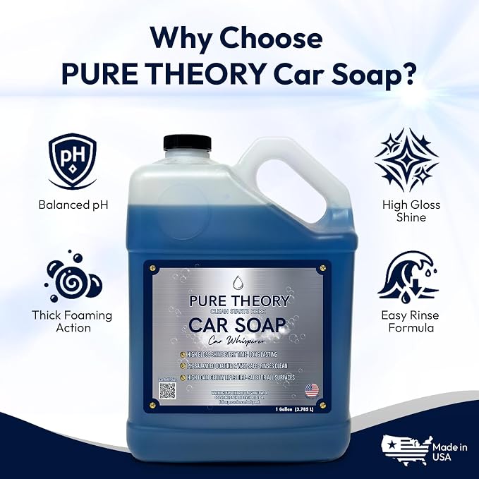 Car Whisperer – Premium Car Wash Soap 128 fl oz | High-Foam, pH-Balanced Formula | Streak-Free Shine | Protects Wax and Coatings | Safe for All Finishes | MADE IN USA