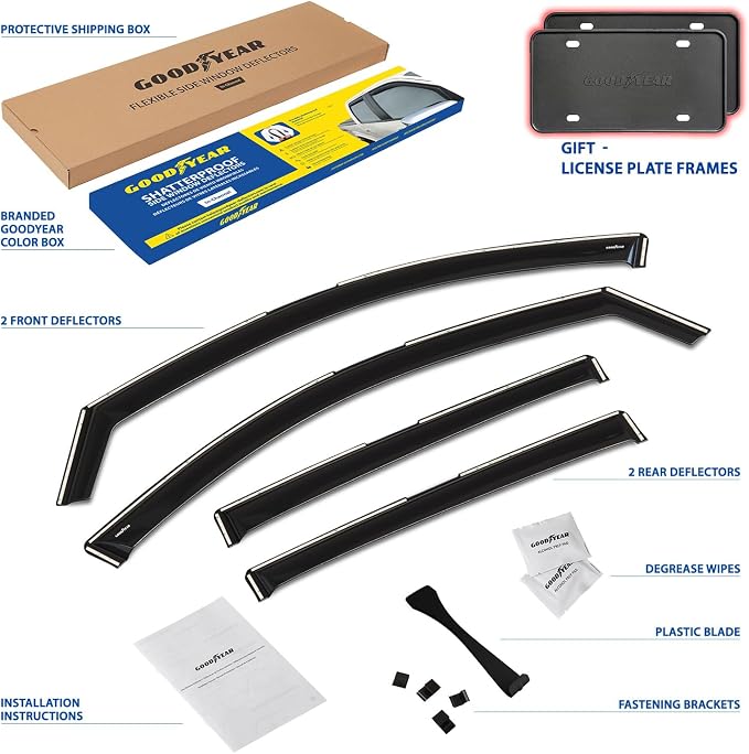 Goodyear Shatterproof in-Channel Window Deflectors for Buick Envision 2021-2026, Rain Guards, Window Visors for Cars, Vent Deflector, Car Accessories, 4 pcs - GY008461