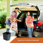 Car Trash Can Waterproof Vehicle Garbage Bin, Leakproof Anti Slip Floor Mat Clip Trash Bag Holder for Car, Truck, SUV, Van Portable Auto Trash Container with Stability Clips (Gray with Cover, Small)