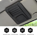 Car Sun Visor Organizer, Multi-Pocket Leather Auto Visor Storage Bag with Clip-on Design, Car Interior Organizer for Cards, License, Sunglasses and Pens, Universal for Most Cars (Black)