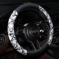 Snake Skin Steering Wheel Cover, Universal 14.5-15 inch Breathable Microfiber Leather Anti-Slip Car Steering Wheel Protector for Women Men, Black&White