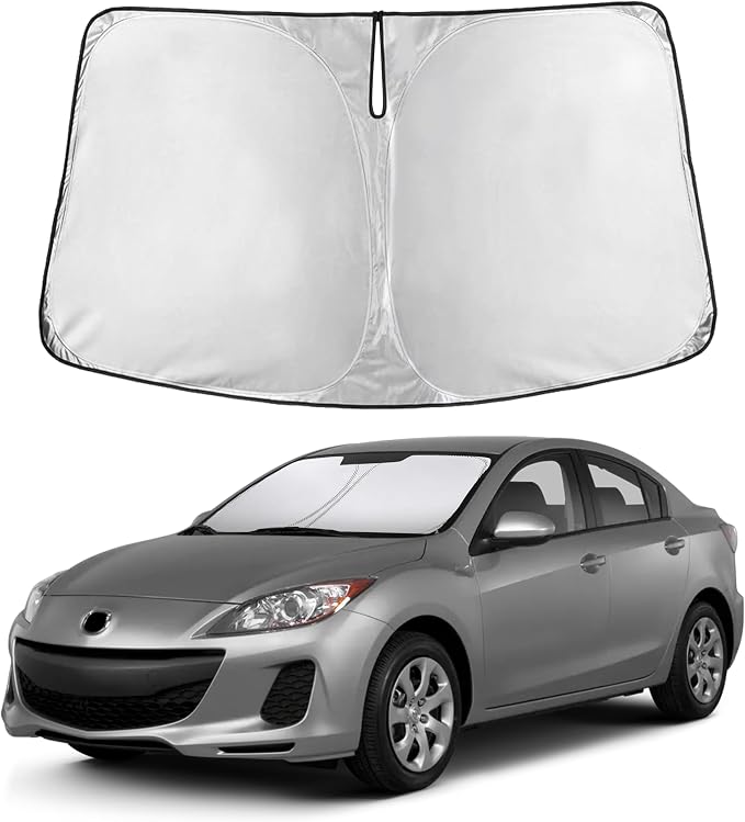 Windshield Sunshade Compatible for Mazda 3 2010-2011 2012 2013, Sun Visor for Front Windshield & Window Sun Shade Cover, UV Heat Blocker & Protector, Car Accessories