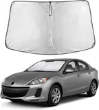 Windshield Sunshade Compatible for Mazda 3 2010-2011 2012 2013, Sun Visor for Front Windshield & Window Sun Shade Cover, UV Heat Blocker & Protector, Car Accessories