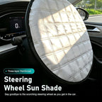 1 PC Car Steering Wheel Sun Shade, Aluminum Foil Anti-Scalding Steering Wheel Protector, Slip-On Thickened Driving Handle Heat Shield Cover, Universal for Most Cars SUVs Trucks (Silver)