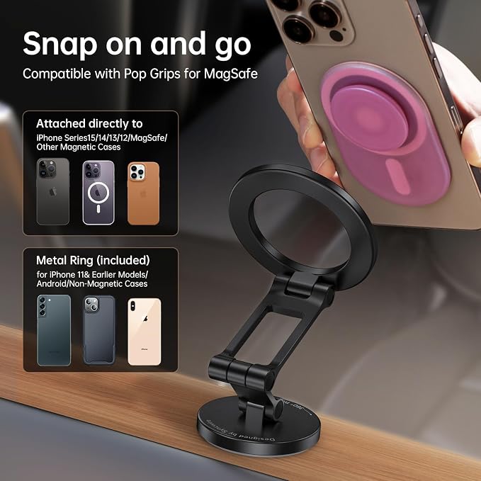 Fits MagSafe Car Mount, Magnetic Phone Holder for Car Dashboard, [Flexible Three-axis] 360° Rotation Magnetic Car Mount Strong Magnets Car Phone Holder for iPhone 17 16 15 14 Pro Max