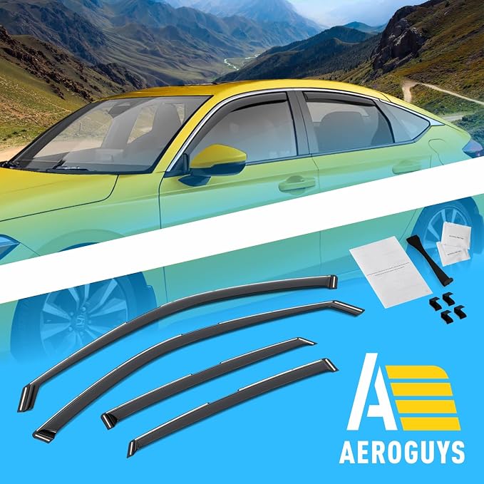 Extra Durable Window Deflectors in-Channel Window Visors Rain Guards Fit for Honda Civic 2022-2026 Hatchback, Sun Visors, Wind Vent for Shades, Exterior Car Accessories - 4pcs. AG0766