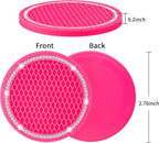 Car Coasters, 4 Pack Universal Vehicle Bling Car Coaster, Rhinestone Coaster for Cup Holders, Car Interior Accessories 2.75'' Silicone Car Coasters for Women(Hot Pink, White Crystal Circle)