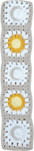 Handmade Crochet White Moon and Sun Car Steering Wheel Covers Universal 14-15 inch for Women and Men (Steer Wheel Cover)