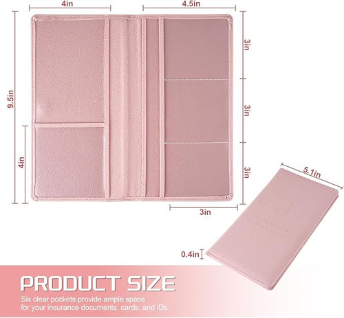 1Pack Car Registration and Insurance Holder,Car Document Holder for Cards License with Magnetic Shut,Vehicle Glove Box Car Organizer for Documents, Cards, License(Embossed leather Pink)