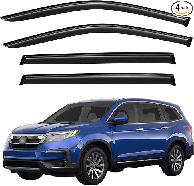 Window Visors Rain Guards for Honda Pilot 2016-2022, Out-Channel Window Vent Wind Deflectors Visors Shades for 16-22 Pilot (Excludes Touring Models)