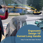 Car Wash Brush Mop with Long Handle, Car Wash Kit with 2 Chenille Mop Heads, 15° Curved Extension Pole Scratch-Free Microfiber Mitt Sponge Car Cleaning Supplies Accessories, Yellow/Black