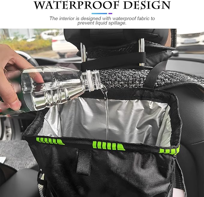 Fekey&JF Hanging Car Trash Can with Storage Pockets, Waterproof Leakproof Oxford Auto Garbage Bag, Multi-Use Organizer for Outdoor Traveling, Foldable Trash Bin for Truck, SUV, Home, Office (Blue)