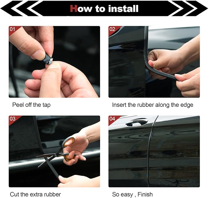 Car Door Edge Protector,Rubber Car Door Protectors No Glue Car Accessories Rubber U Shape Car Trim Door Protectors Seal for Sedan, Trucks, SUV, ATV, Boats(Gray, 65.6FT)