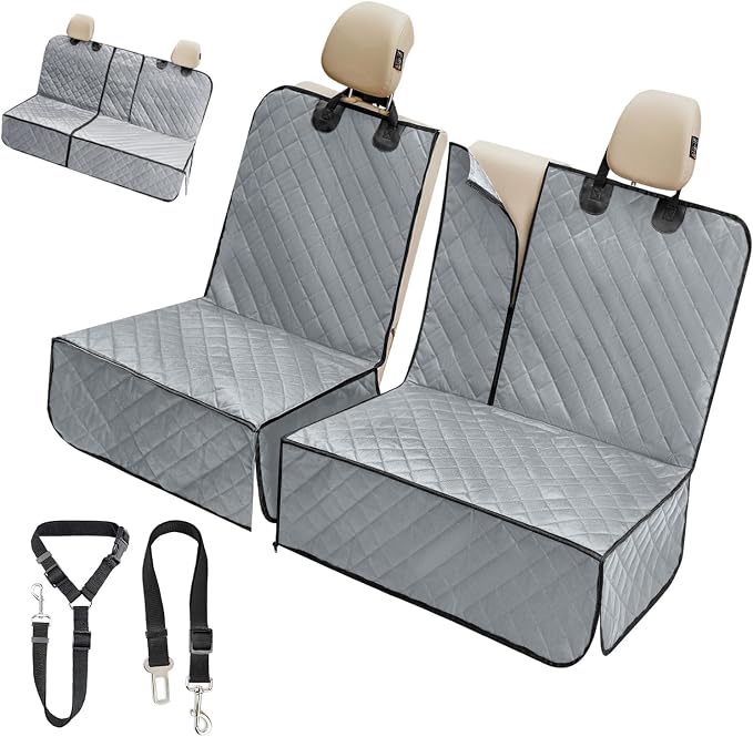 IVY&LANE Dog Car Seat Cover for Back Seat,Conversible 2-in-1 Waterproof Front Seat Cover,Heavy-Duty & Scratchproof Car Seat Protector Cover for SUVs, Trucks and Sedans(Standard,Grey)