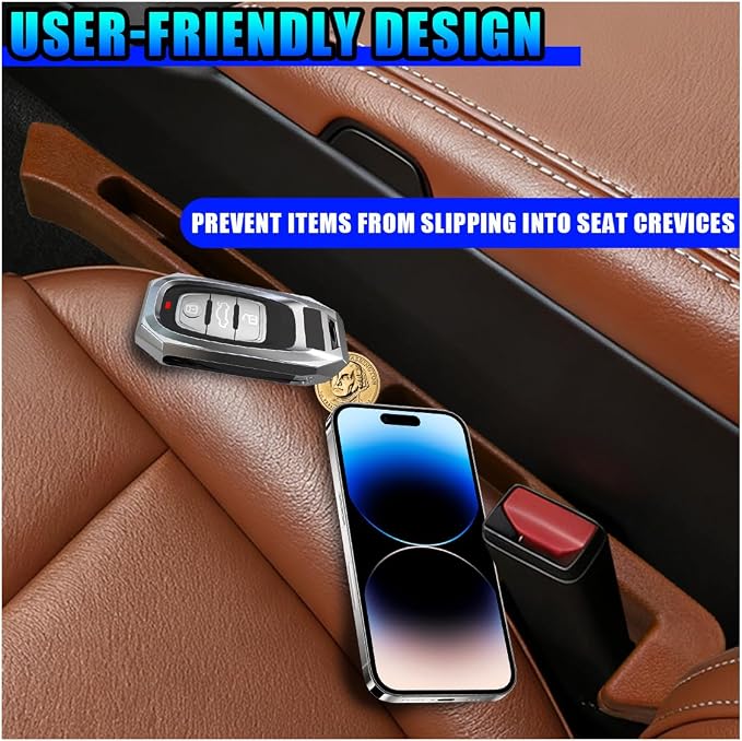 2PCS Car Seat Gap Filler Organizer, Multifunctional Car Gap Stopper Between Seat & Console Prevent Things Drop, Universal Vehicle Interior Phone Holder Accessories for SUVs Trucks (Orange)
