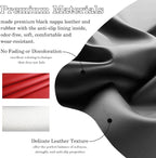 Black Red Car Steering Wheel Cover, Nappa Leather, Bottom Color Blocking, Universal 14.5-15 Inch Leather Anti-Slip Breathable Auto Steering Wheel Covers for Men Women
