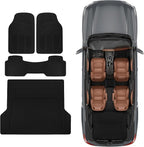 Proliner All Weather Rubber Auto Floor Mats and Trunk Cargo Liner - Front & Rear Heavy Duty Set Fit for Car SUV Van and Truck, Black, 4 Pieces (Trim to Fit)