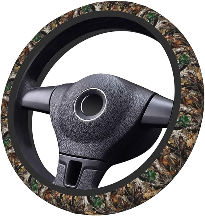 Camo Camouflage Leaf Steering Wheel Cover, Non-slip Breathable Neoprene Steering Wheel Covers, Men Car Accessories Universal 15 Inch Fit Auto, Suvs, Truck