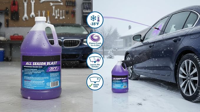 (6 Gallons) - All Season Blast Windshield Washer Fluid, -35°F Protection, Purple, 1 Gallon Jug, Ready to Use (6 GALLONS, Purple All Season Blast -35°F)