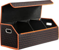 Car Trunk Organizer for SUV and Sedan, Orange-Honeycomb, 29.5 in | Honeycomb Textured Exterior, Extra‑Large, Premium Leather, Magnetic Lid, Collapsible & Adjustable, Water‑Resist & Dust‑Proof