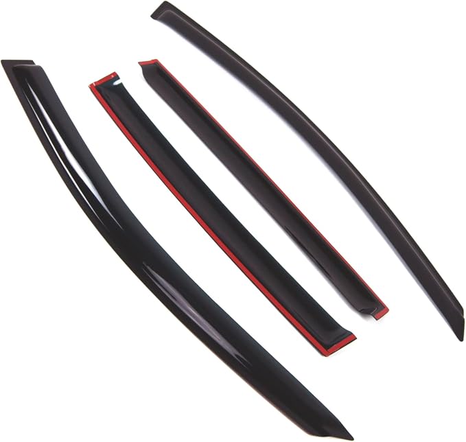 WD2-759B Dark Smoke 4 Pcs Set Window Visor (Outside Mount) Deflector Rain Guard Compatible with 2017-2018 Chevrolet Sonic Hatchback