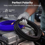 4 Gauge Wire (50ft Each - Black/Blue Translucent) Copper Clad Aluminum CCA - Primary Automotive Wire Power/Ground, Battery Cable, Car Audio Speaker, RV Trailer, Amp, Electrical 4ga AWG 50 Feet