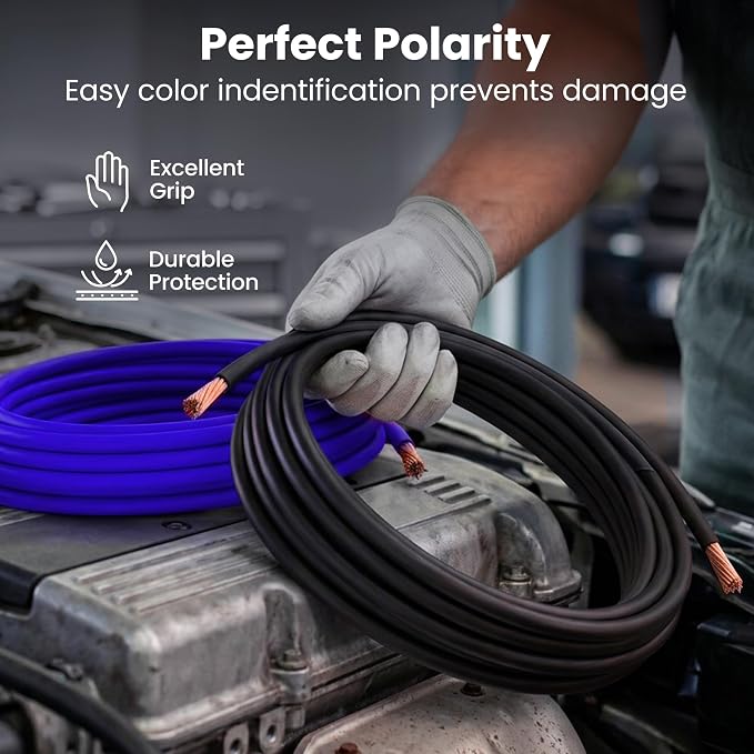 8 Gauge Wire 25 ft, 8 AWG Battery Cable CCA, Copper-Clad Aluminum Power Ground Cable for Car Audio Amp, Automotive, RV