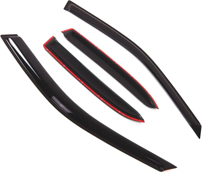 Outside Mount Window Vent Visors Rain Guards Compatible with Mazda Protege 1999-2005 | Side Window Wind Deflectors Rain Shields | Black Tinted, 4 Pcs Set, BGWV-315