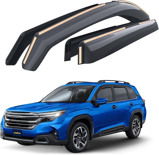 Goodyear Shatterproof in-Channel Window Deflectors for Subaru Forester 2025-2026, Rain Guards, Window Visors for Cars, Vent Deflector, Car Accessories, 4 pcs - GY008113