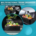 Extra Large Trunk Organizer 98L Collapsible Car Storage Trunk Organizer with Removable Dividers & Adjustable Securing Straps for Car SUV Van