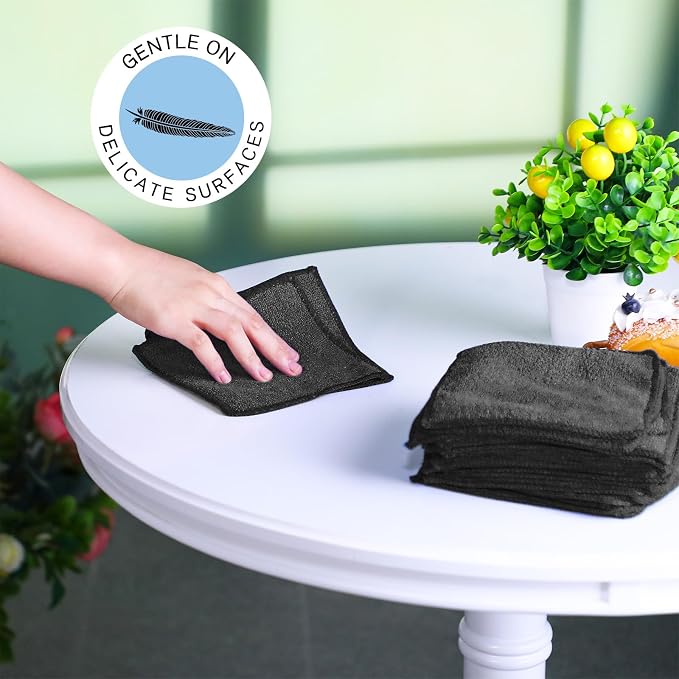 Cleaning Cloth Dry Erase Cloth Cleaning Rags Reasonable Kitchen Towels Microfiber Towels Cars Wash(6 x 6 Inch,Black,50 Pcs)