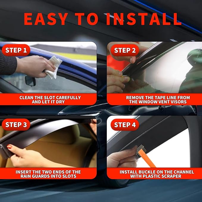in Channel Rain Guards Fit for Chevrolet Chevy Suburban 2021-2026 | Durable Window Deflectors, Clip on Vent Visors, Improved Ventilation and Air Flow, 4 pcs