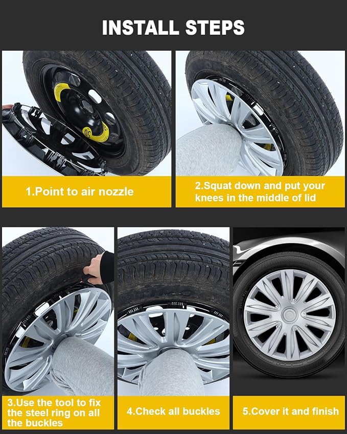 Hubcaps,16 inch hubcaps Set of 4, Wheel Rim Cover ABS Material, Snap On Car Truck SUV Replacement, for Toyota Camry Nissan Mazda etc (OV Silver, 16 inch)