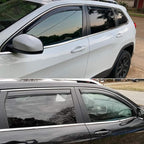 Extra Durable Clip-on in-Channel Auto Vent Window Visor, Fits 2014-2023 Jeep Cherokee, UV Protection Rain Guard, Original Wind Deflector, No-Drill Easy Install, Dark Smoke, 4-Pcs