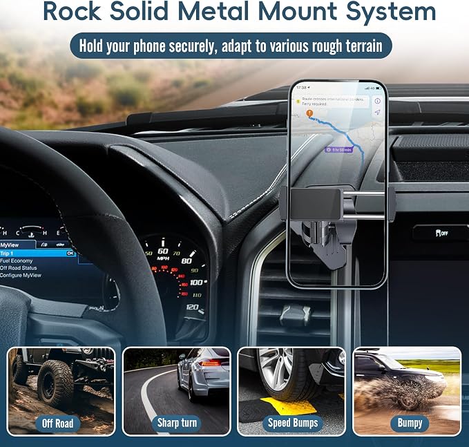 Metal Vent Phone Mount Compatible with 2015-2020 Ford F-150, 2017-2021 Super Duty & 2018-2021 Expedition, Car Solid Phone Holder Cellphone Cradles Bracket Stand for All Smartphone