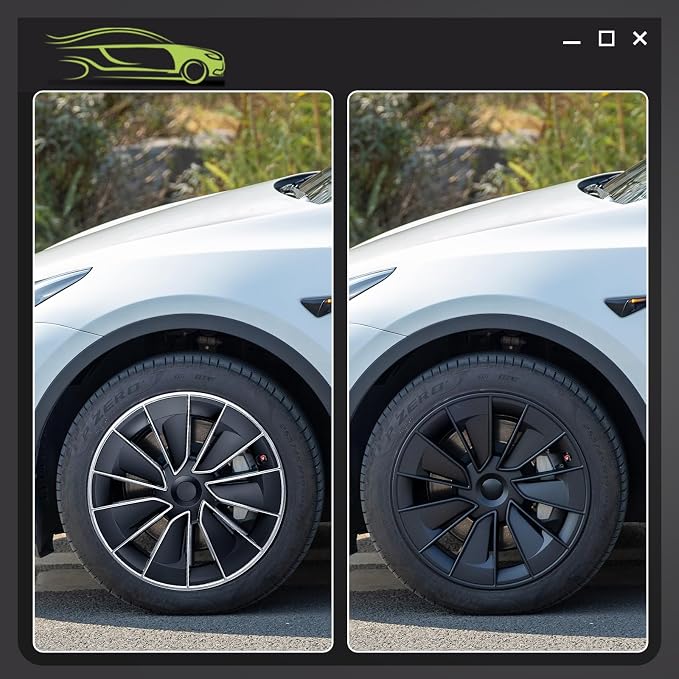 for Tesla Wheel Cover 19 inch, for Tesla Model Y(2020-2024) Wheel Covers, Wheel Cover Silver Black Knife Style 4PCS Hubcaps 19inch Rim Full Cover Hubcaps Decoration Accessories