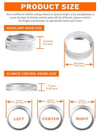 Climate Control Panel Knob Trim Kit & Light Control Switch Cover, Air Conditioner Knob Aluminum Alloy Ring for 2018-2024 Jeep Wrangler JL JLU & Gladiator JT, Interior Accessories, Silver