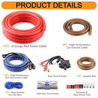 0 Gauge Amp Wiring Kit 3000W Complete Amplifier Installation Kit with Bass Control Knob for Car Audio Subwoofer System