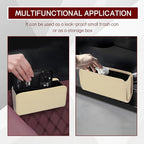 Car Trash Can, Leather Waterproof Automotive Garbage Can with Trash Bag, Hanging Mini Vehicle Trash Bin, Small Auto Door Organizer Storage Pouch, Universal Car Accessories (Beige)