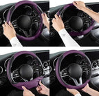 Car Steering Wheel Cover, Microfiber Leather Steering Wheel Cover Universal Fit 14.5-15 inch Anti-Slip Comfortable Breathable, Car Wheel Protector for Men Women,Purple
