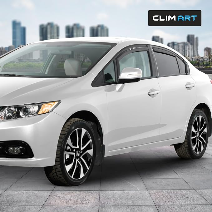in-Channel Incredibly Durable Rain Guards for Honda Civic 2012-2015 Sedan, Original Window Deflectors, Vent Window Visors, Vent Deflector, 4 pcs. - 612309