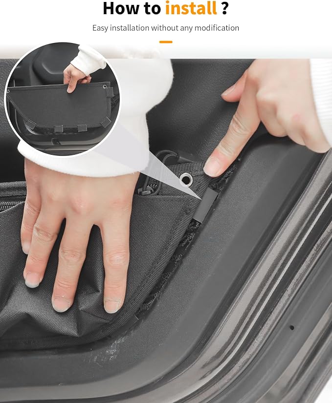 Rear Door Storage Pockets, Door Side Organizer Bag Door Net Pocket Replacement Compatible with Jeep Wrangler JL JLU & Gladiator JT 2018-2025, Interior Storage Expansion Accessories, 2PCs