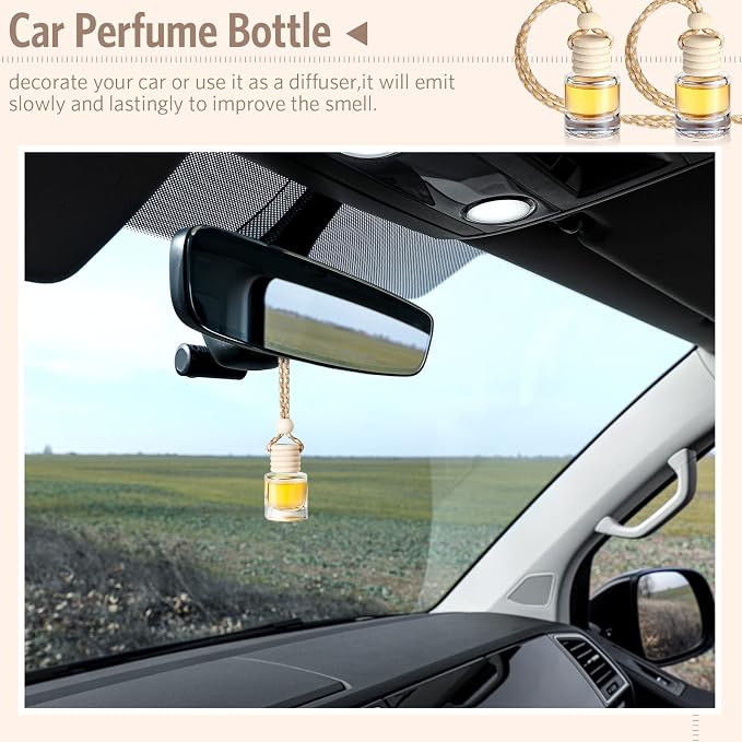 100 Pcs Car Air Fresheners Diffuser with Wooden Cap Empty Aromatherapy Diffuser Clear Fragrance Holder Pendant Hanging Perfume Fresheners Bottles for Car Decor(Classic,Clear)