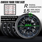 Hubcap Wheel Cover Replacement R15 Hub Caps Universal-Fit Steel Wheel Rim Cover ABS Material Exterior Accessories for Car Truck SUV -Set of 4（15-inch，Black）